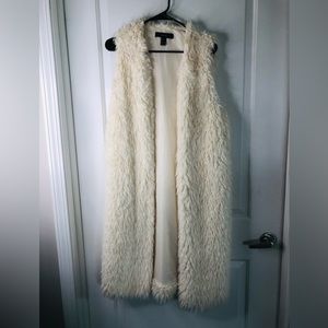 Shaggy cream long vest size small